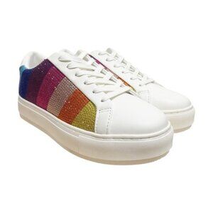 NEW Kurt Geiger Laney Crystal Stripe Platform Sneakers Size 40.5